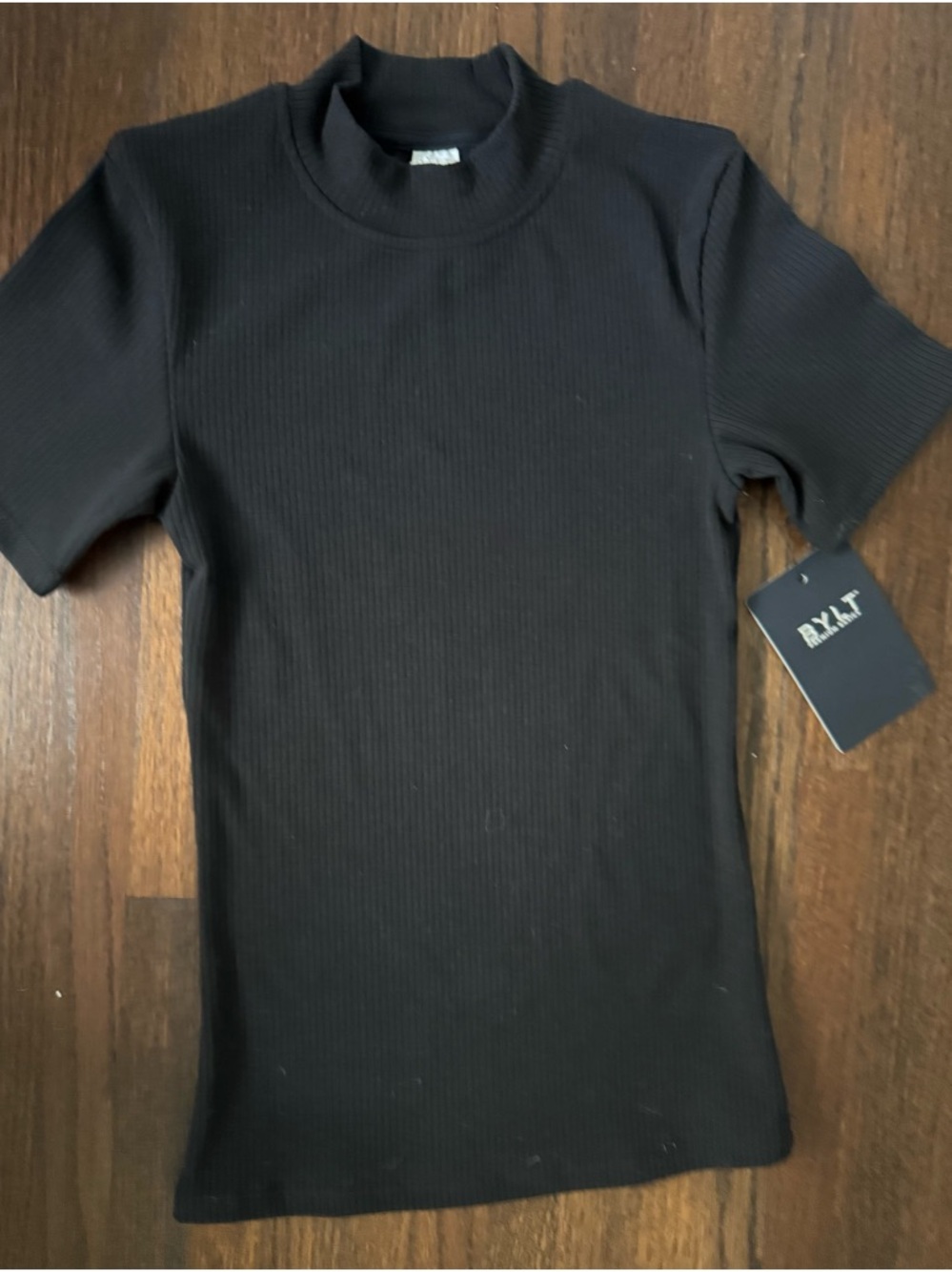 NWT….BYLT Basics Black Ribbed SET of TWO, Racerback Tank Top & workout Tee XS